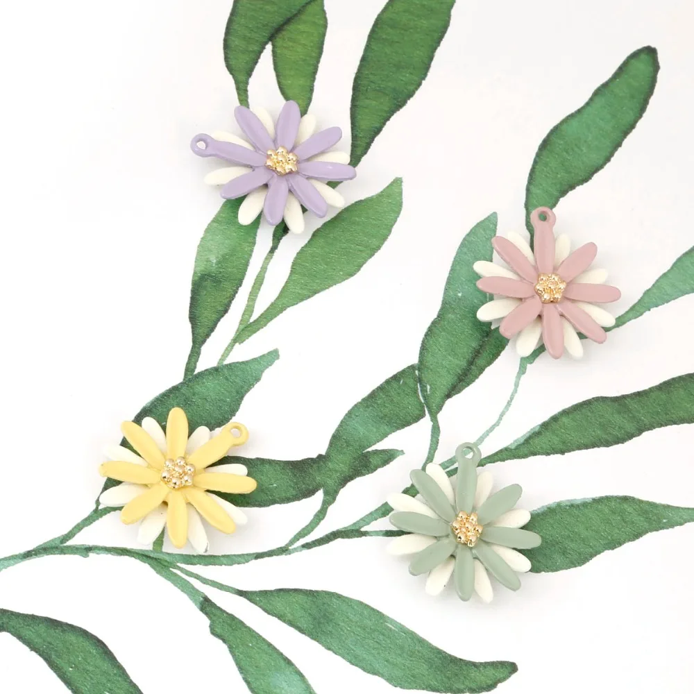 2 шт. двухцветные подвески из металлического сплава в виде цветка | Украшения и