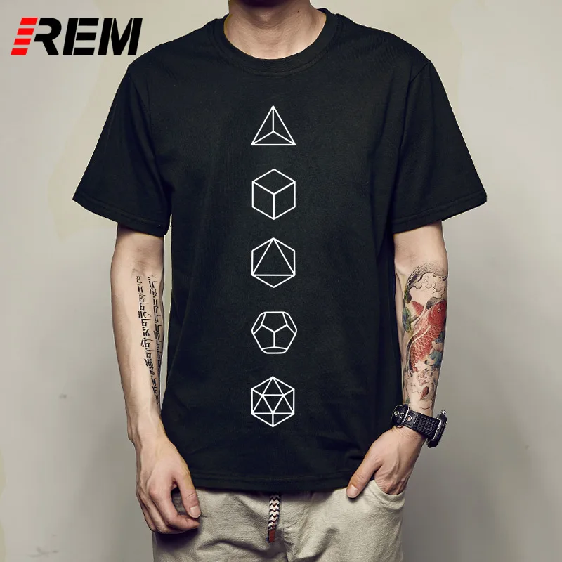 REM, летняя модная футболка с круглым вырезом, футболка с круглым вырезом, Платоническая однотонная, Сакральная Геометрическая эволюция, Мужская футболка, популярная уникальная мужская футболка - Цвет: 3