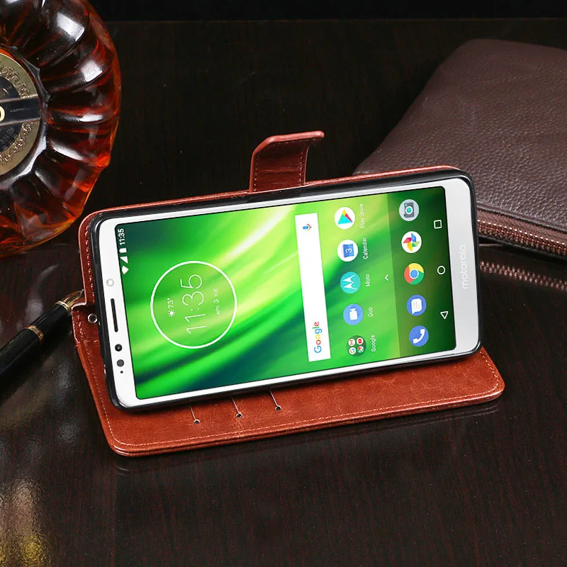 Откидной Чехол бумажник из искусственной кожи для Motorola Moto E5 Винтажный чехол