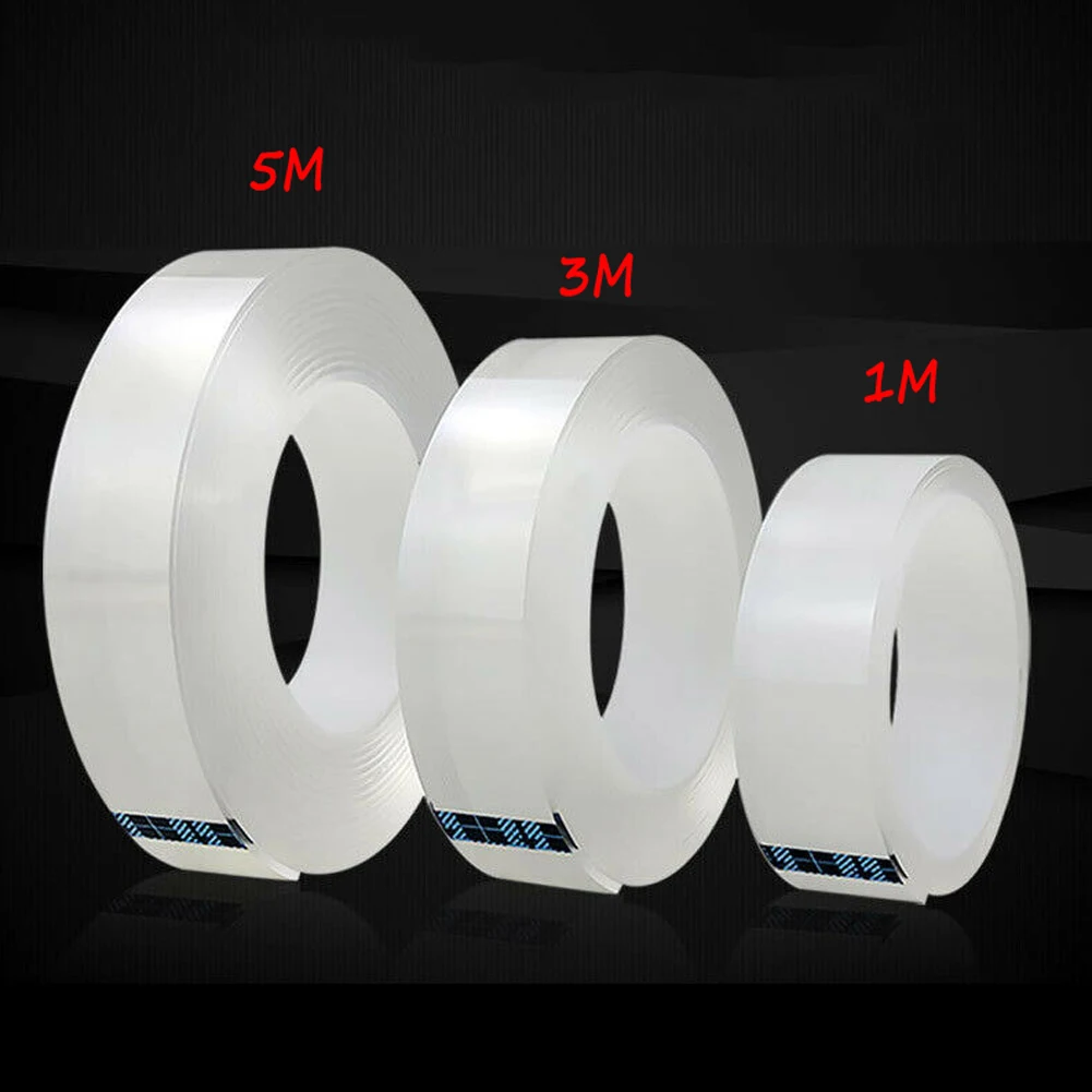 Transparent 1mx3cmx1 Прозрачная прочная двусторонняя клейкая лента 1m3m5m без цветной коробки без следа бесследная моющаяся клейкая лента нано невидимые гелевые - Цвет: Transparent 1mx3cmx1