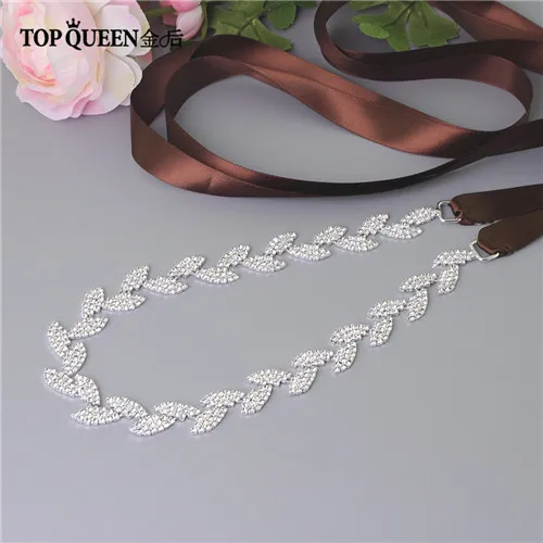 TOPQUEEN S198-S свадебный пояс для невесты свадебный пояс серебряный пояс аксессуары для платья Пояс для невесты свадебные пояса свадебные Ремни - Цвет: Brown