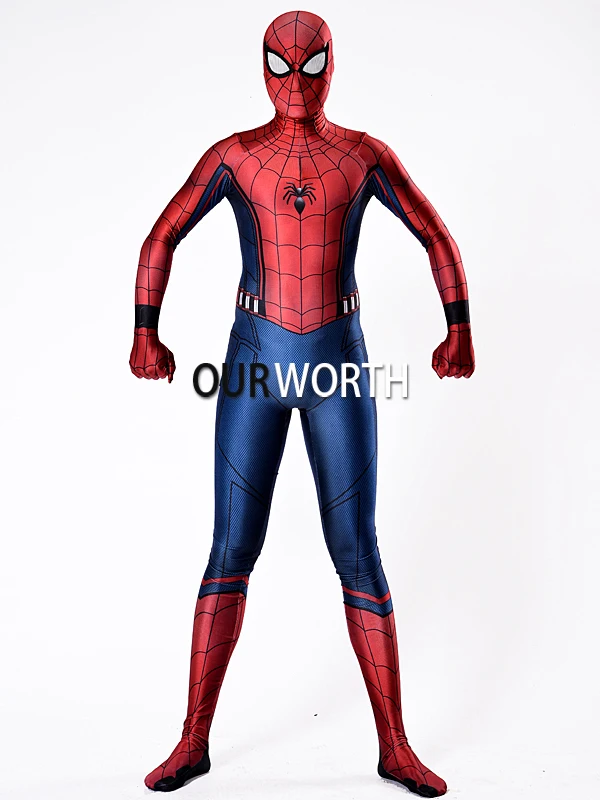 Костюм Человека паука с 3D принтом мужской костюм супергероя красный синий