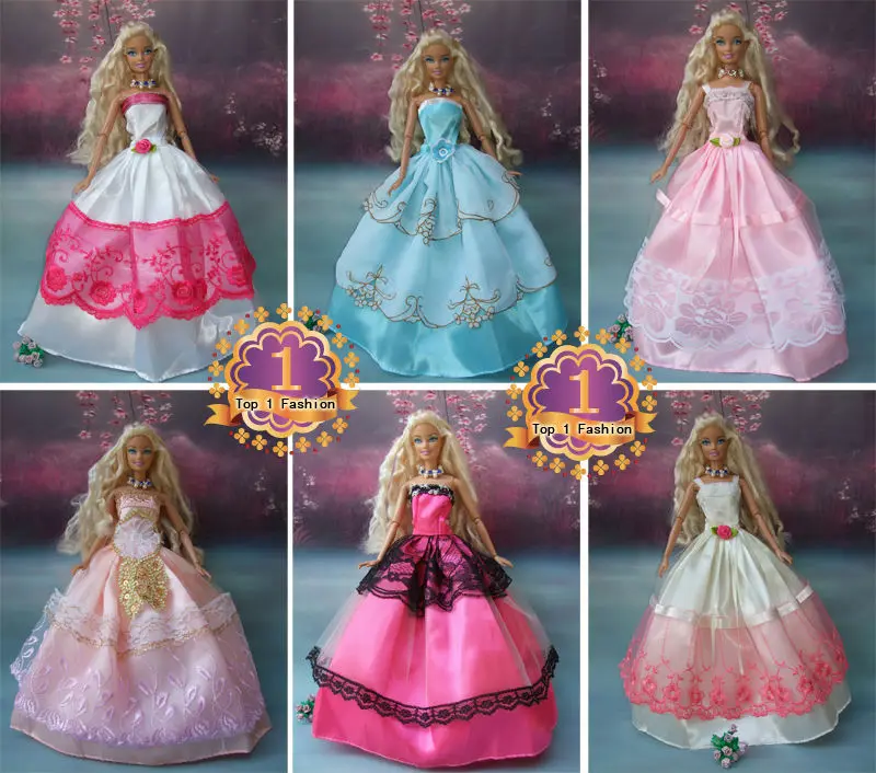 15items=5 Wedding Dress Princess Gown+5 shoes+5accessories Clothes Gown For Barbie doll | Игрушки и хобби