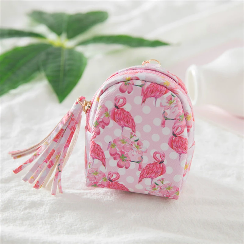 

2019 Flamingo Cute Women Girl Coin Purse Mini Flamingo PU Zipper Wallet Key Holder Pouch NEW E