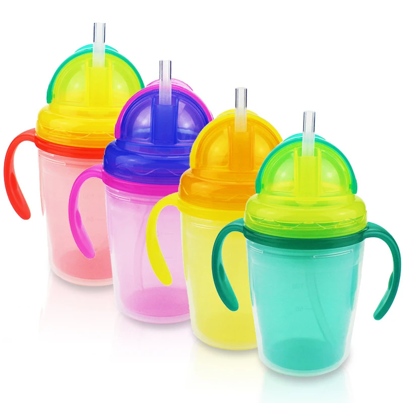 

230ML Kids Cups Study Training Feeding Learn To Drink Cup Children Straw Mill Water Bottles Plastic Portable Baby Drinking Cup
