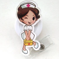 nurse accessories cartoon retractable pull badge reel id lanyard name tag card badge holder reels doctor nurse supplies