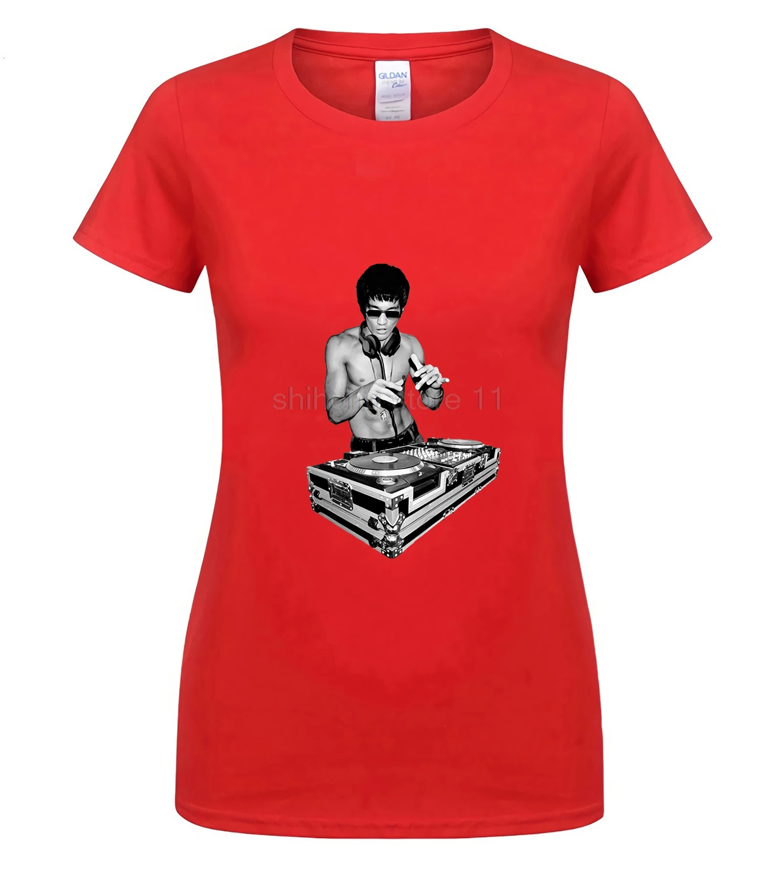 Брюс Ли Dj унисекс футболка. Забавные кинофанаты Tony Stark Kung Fu летняя Модная хлопковая Футболка с буквенным принтом Футболки с индивидуальными принтами - Цвет: women red