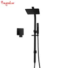 Ручной душ BagnoLux из твердой латуни, 8 дюймов, насадка для душа с раздвижной направляющей, матовый черный смеситель, переводной