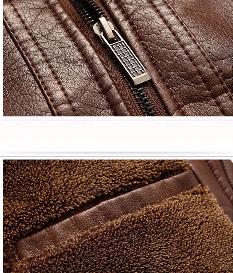 Мужские кожаные куртки, зимние теплые флисовые пальто, толстая верхняя одежда на молнии, мотоциклетная мужская верхняя одежда из искусственной кожи, деловая зимняя меховая куртка