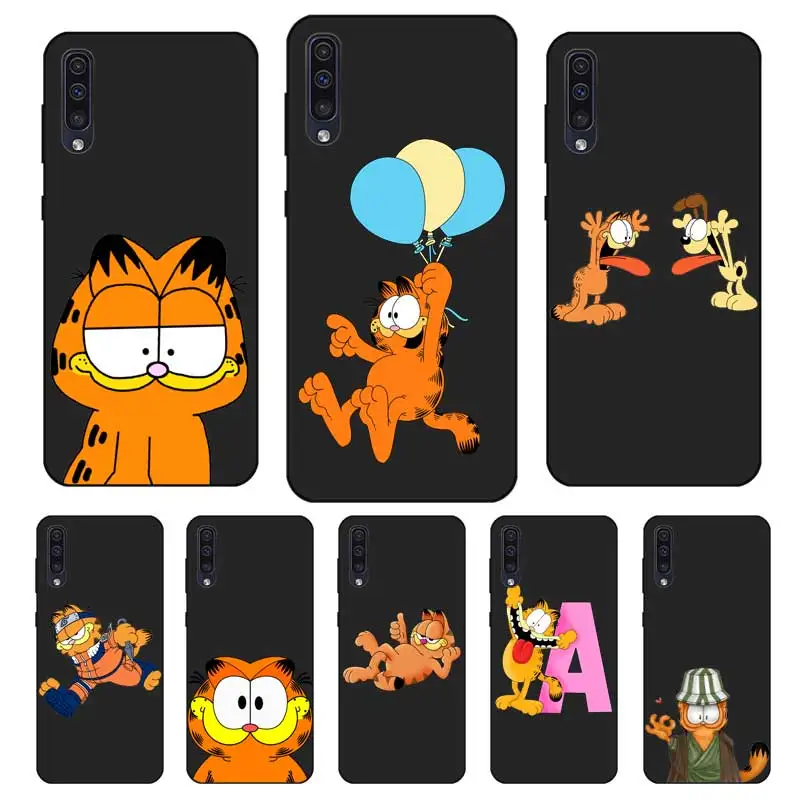 N326 рисунком героя мультфильма &quotГарфилд&quot Черный силиконовый чехол для samsung Galaxy