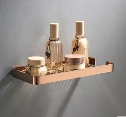 rose gold single Твердая латунь настенные золото Ванная комната угловая полка для ванной полка для шампуня полка для ванной и душа мыльницы для ванны аксессуары - Цвет: rose gold single
