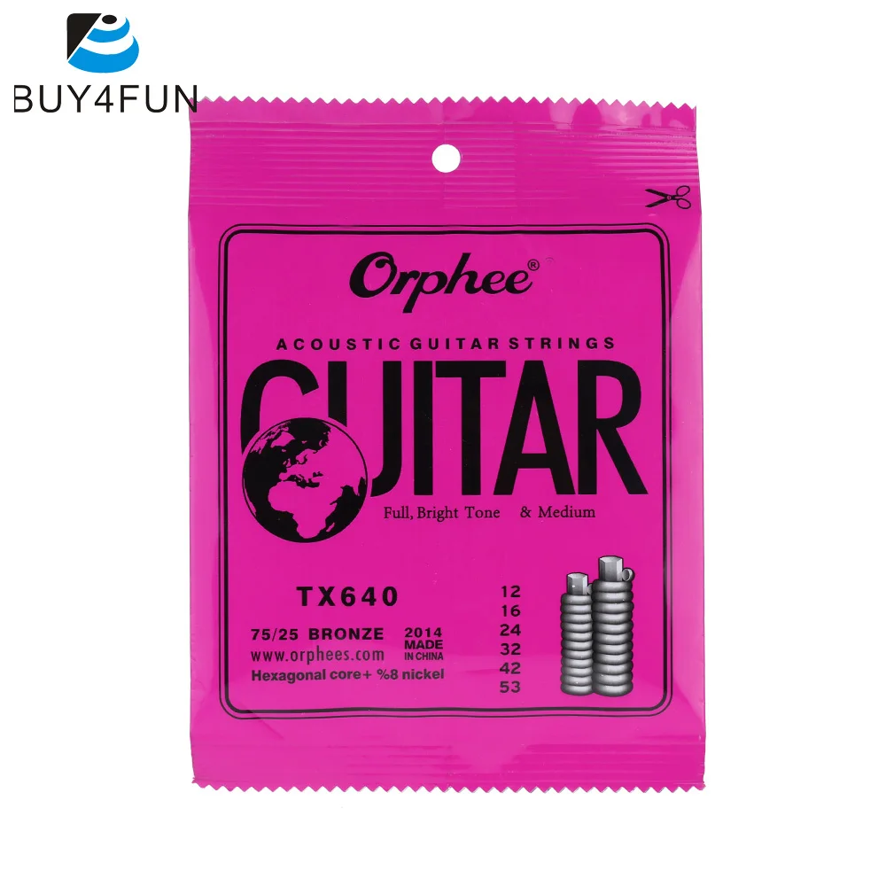 Хит продаж комплект струн Orphee TX640 для акустической народной гитары 6 шт. (.012 .053)