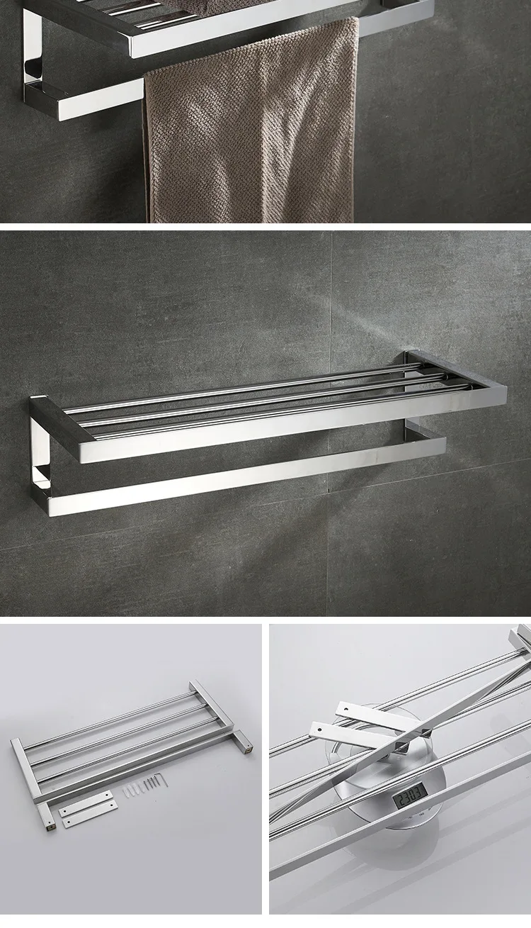 Modern Chrome Bathroom Hardware Set Towel Hanger Toilet Brush Holder Arabic Bathroom Accessories Polished 304 Stainless Steel
