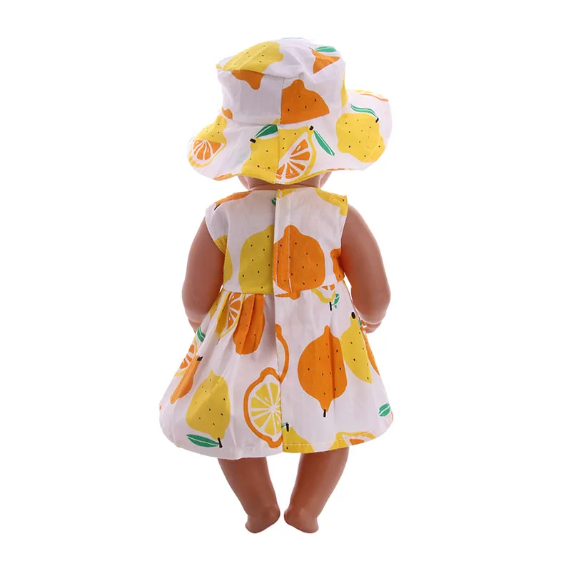 Платье LUCKDOLL с принтом лимона подходит для 18 дюймовых американских кукол 43 см