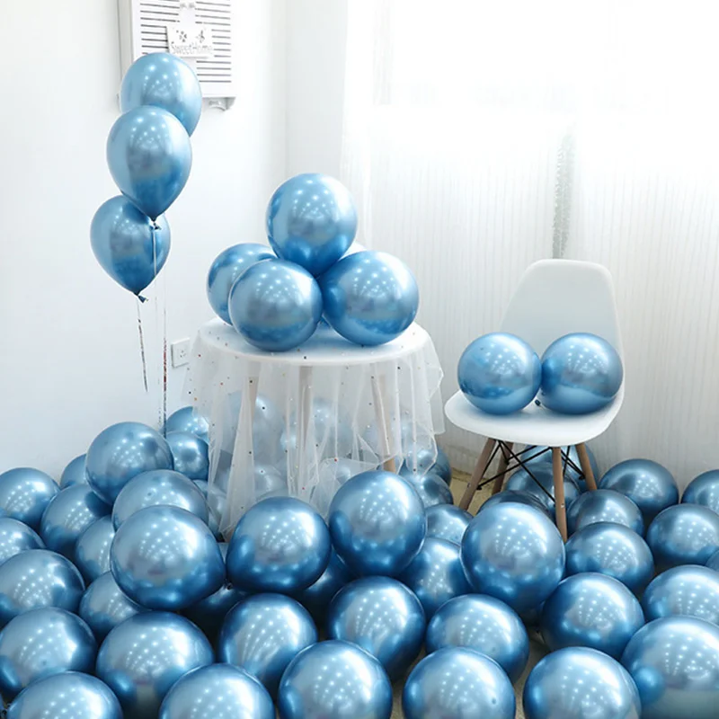blue 30/50/100 шт 12 дюймов металлический шар украшения на день рождения 1st наряд для первого дня рождения для маленьких мальчиков и девочек вечерние молодоженов, гирлянда на один год - Цвет: blue