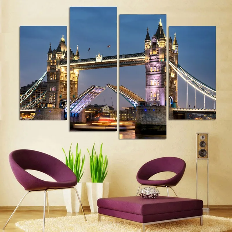 Распродажа 2017 4 предмета холст без рамки с изображением лондонского моста