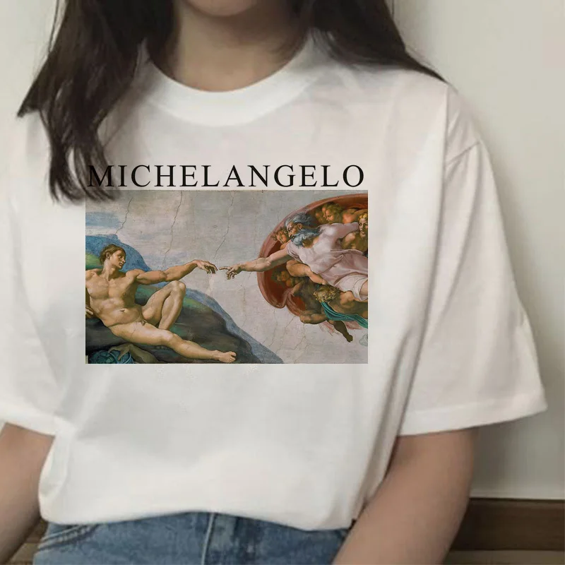 Michelangelo Давид ulzzang harajuku футболка женская футболка с принтом летняя Эстетическая женская футболка с графическими ручками 90s верхняя одежда - Цвет: 5444