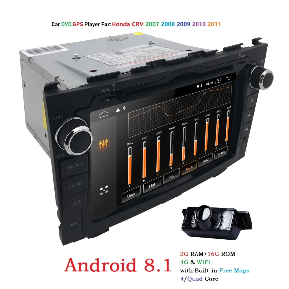 Hizpo четырехъядерный 2G + 16G 2DIN Android 8 1 автомобильный dvd плеер для HONDA CRV CR V gps навигация