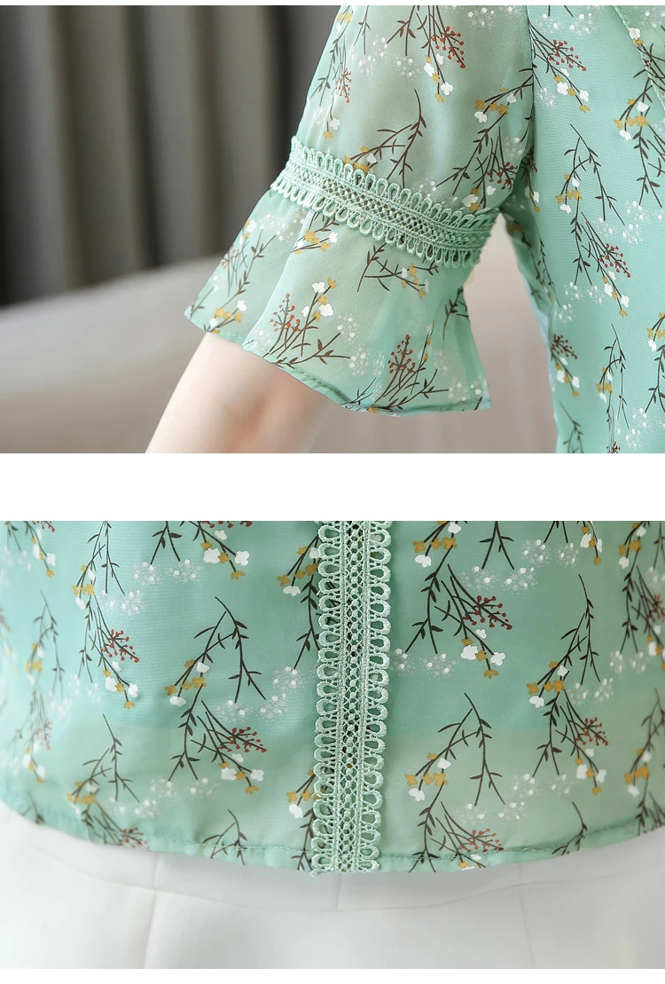 

Summer blouses women blusas mujer de moda 2021 plus size tops print chiffon blouse women short sleeve shirts women tops 4564 50
