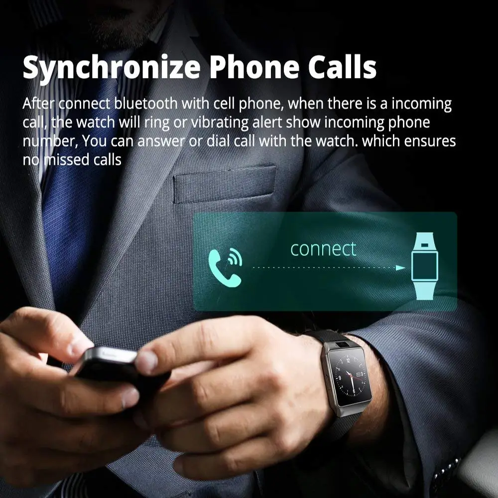 Смарт часы PLYSIN DZ09 Bluetooth разблокированные GSM SIM карта с камерой Поддержка Android IOS iPhone