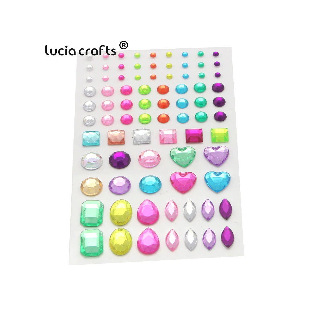 Lucia crafts 1 лист/лот 75*130 мм многоцветный самоклеящийся акриловый камень наклейки со стразами DIY скрапбук Арт Декор C0805 - Цвет: Mixed color 1