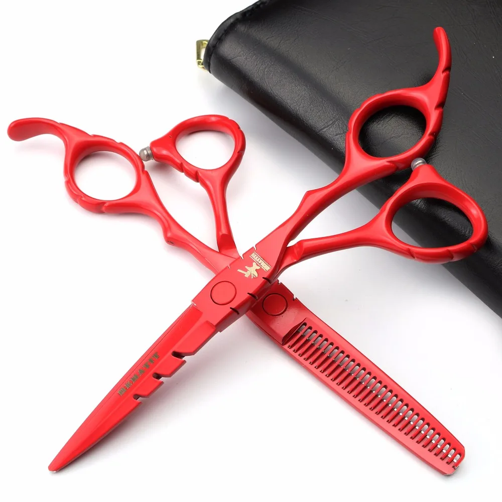 5.5 6 inch red professional Japanese hairdressing scissors hair cutting barbershop | Красота и здоровье