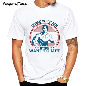 Мужской модный брендовый дизайн, поставляется со мной, если вы хотите поднять раньше, футболка Арнольда Шварценеггера для мужа, Подарочная футболка