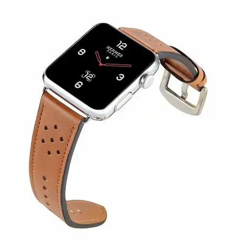 hot selling Genuine Leather loop for Apple watch band 42mm 38mm 40mm 44mm Iwatch silicone strap series 4/3/2/1 | Наручные часы
