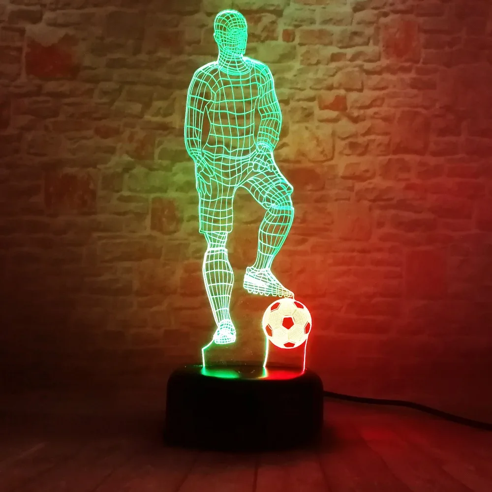 3D Soccer Football MAN Touch Table Lamp 7 Colors Changing Desk USB Powered Night LED Light Bedroom Decor Festival Holiday Gifts | Лампы и