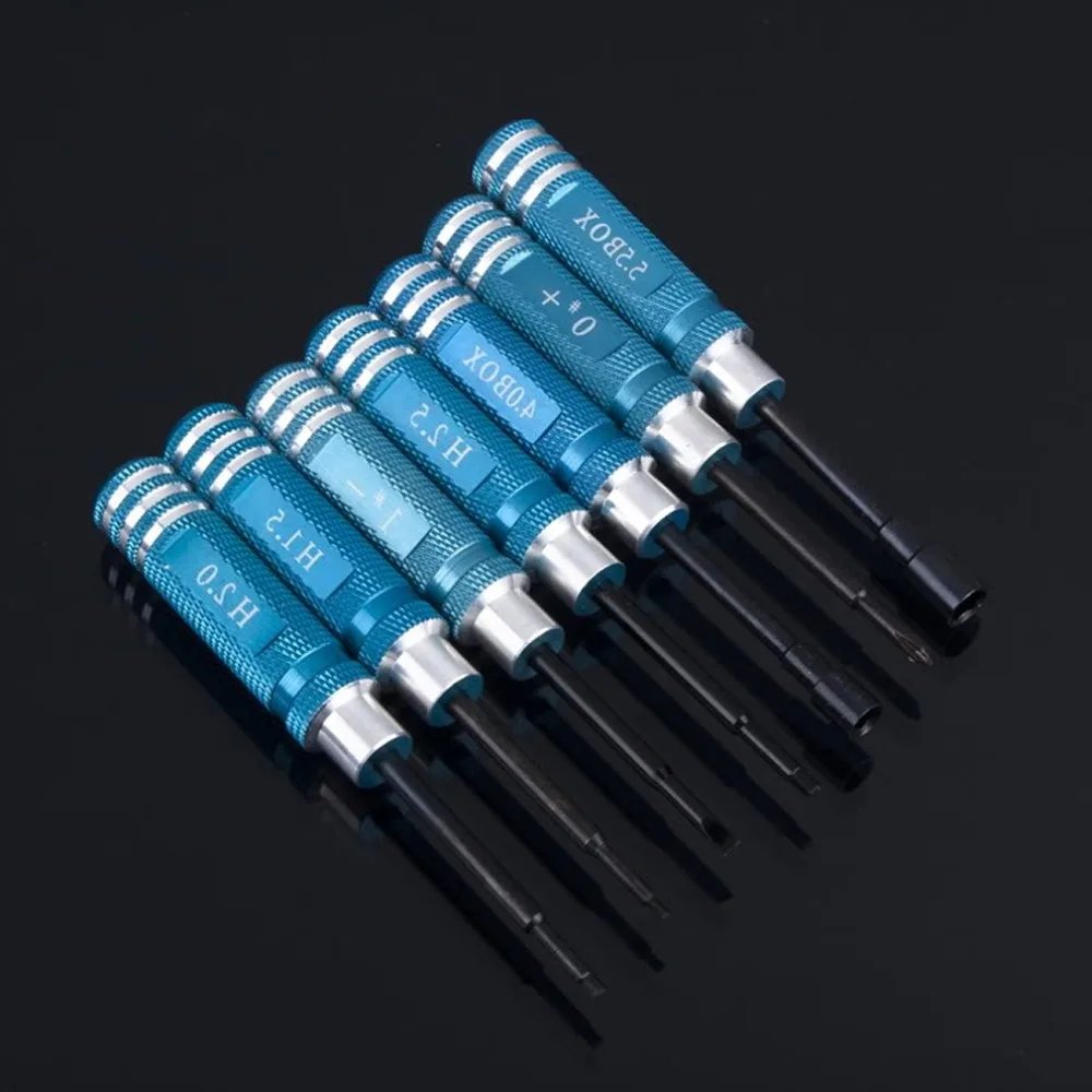 

7PCS Hex Screw Driver Tool Kit For RC Helicopter Plane Transmitter Car Blue