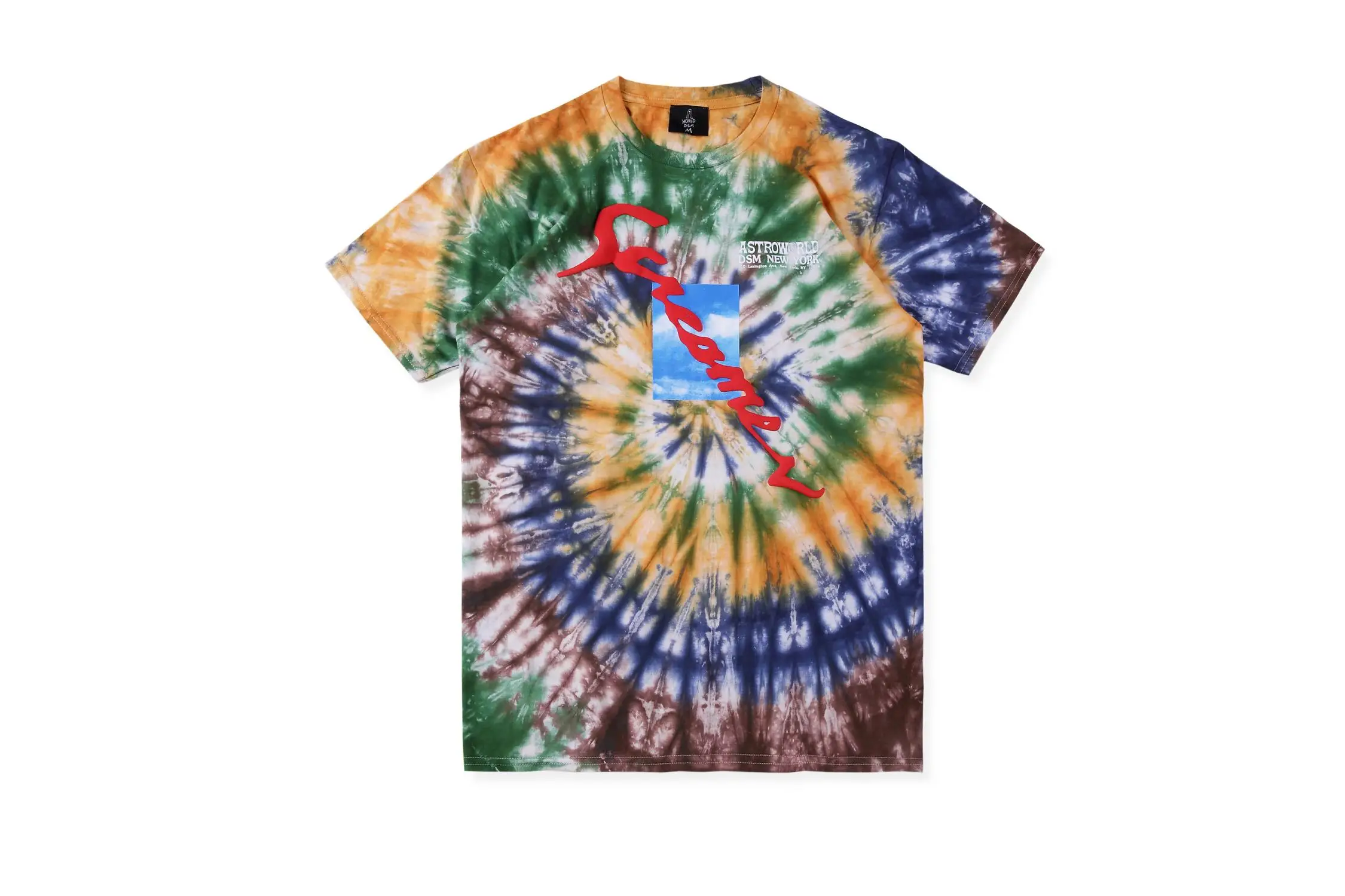 19SS Трэвиса Скотта астромира футболка 1:1 высокое качество инопланетянин Tie Dye футболка уличного рынка хип-хоп Astroworld футболка