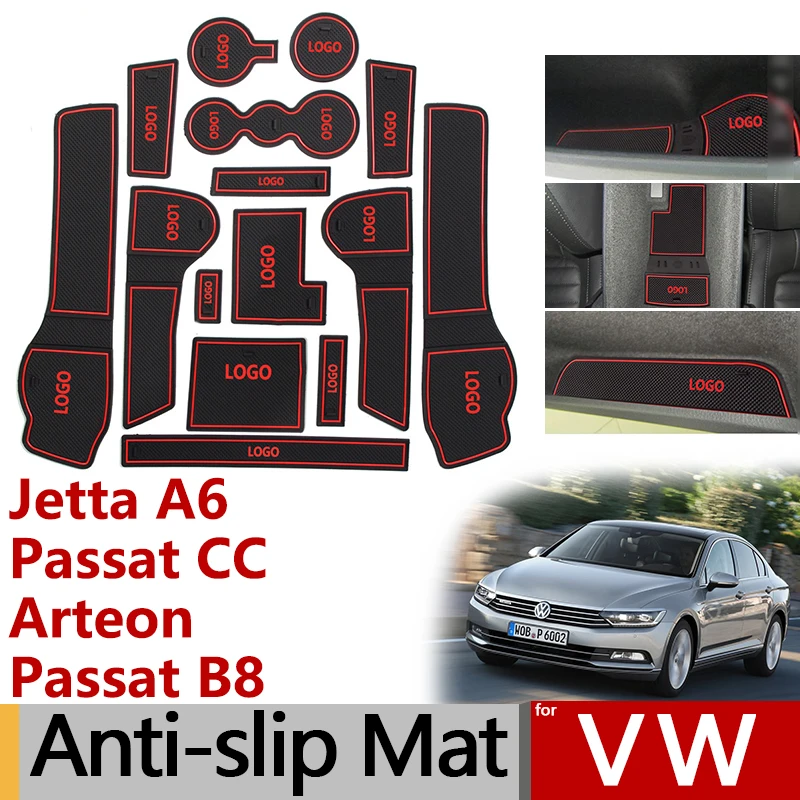Противоскользящие резиновые ворота слот чашки коврик для VW Jetta A6 MK6 Passat B8 CC Arteon Volkswagen аксессуары наклейки