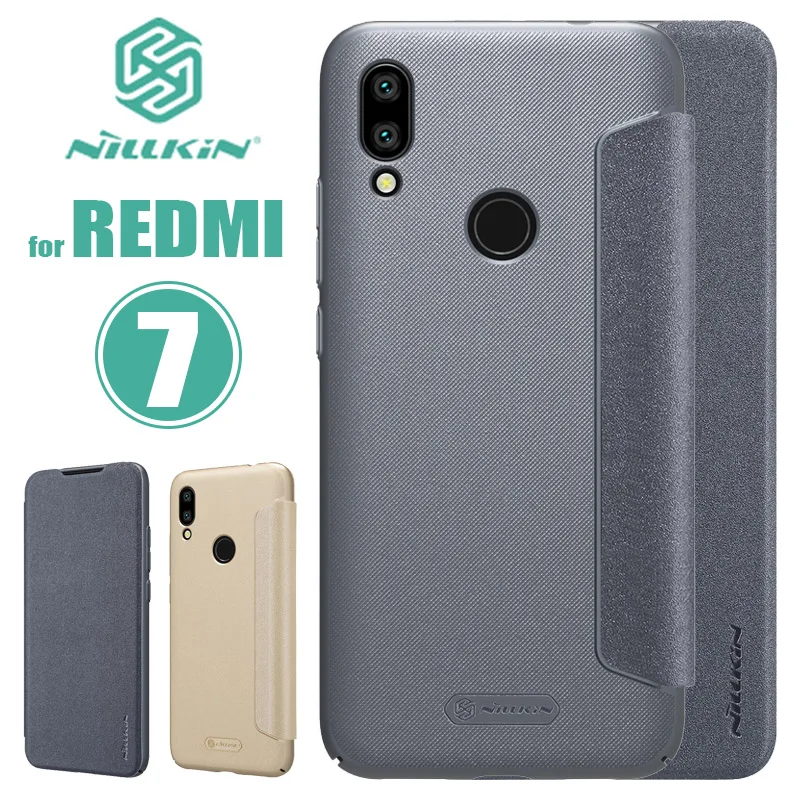 Xiaomi Redmi 7 Case NILLKIN Sparkle Luxury Flip Leather Matte Black Back Cover for Pro Nilkin Phone | Мобильные телефоны и