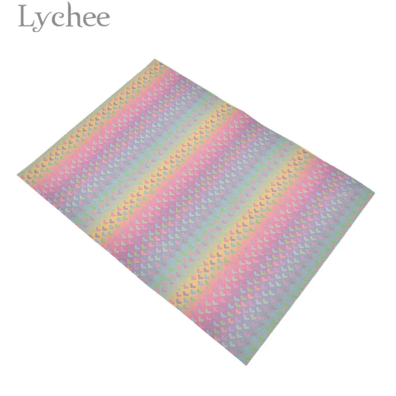 Lychee Life 21x29 см A4 блестящая Искусственная ПУ ткань с сердечком Радуга Синтетическая