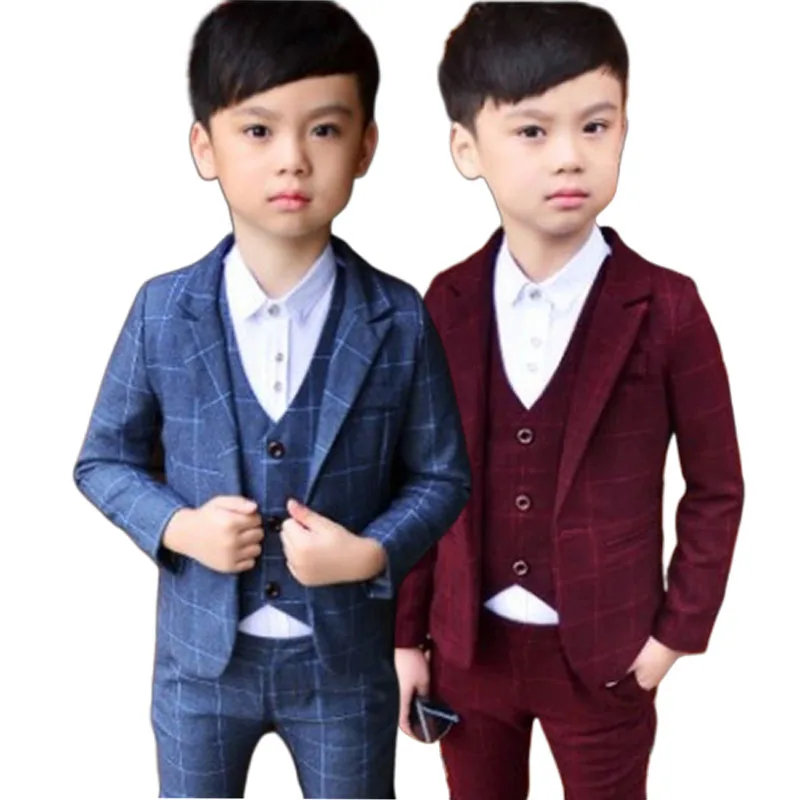 2019 New Formal High Quality Spring and Autumn Boys Tuxedo Blazer Suits Gentlemen's Casual Costume 3pcs (Vest + Blazers + Pants)