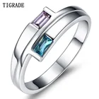 Женское Обручальное Кольцо Tigrade, обручальное кольцо из настоящего серебра 925 пробы с голубым и фиолетовым фианитом, высокое качество