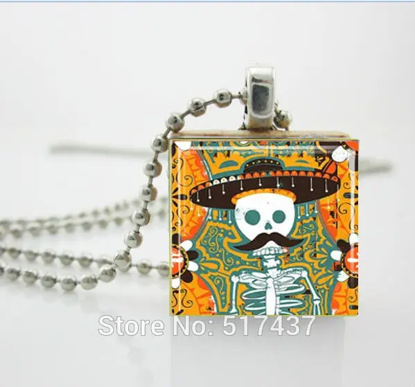 Сахар Череп ожерелье с изображением сахарного черепа усами мексиканский День