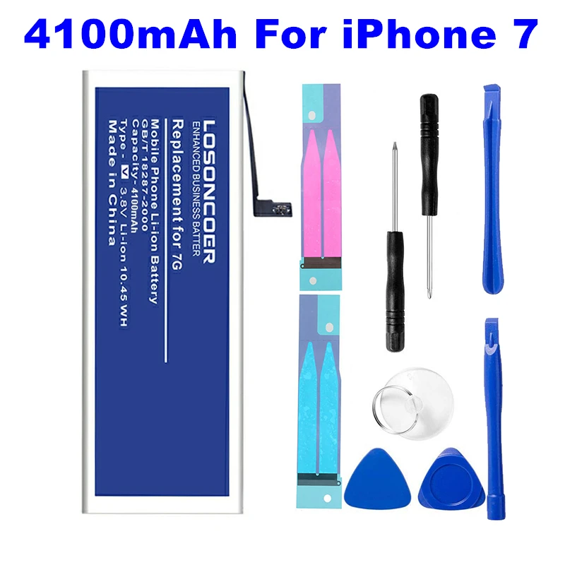 LOSONCOER 100% новый аккумулятор емкостью 4100 мАч для iphone 7 7G хорошая версия + Бесплатные