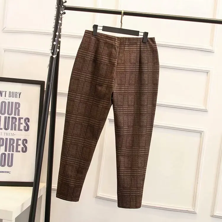 Плюс размеры повседневные штаны шаровары осень зима женская одежда мода Англия