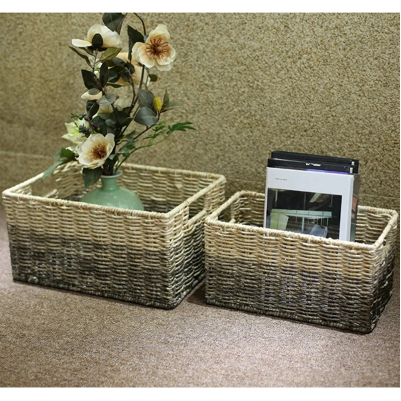 Винтажная Ретро сушеная кукурузная шелуха и железная плетеная корзина для белья