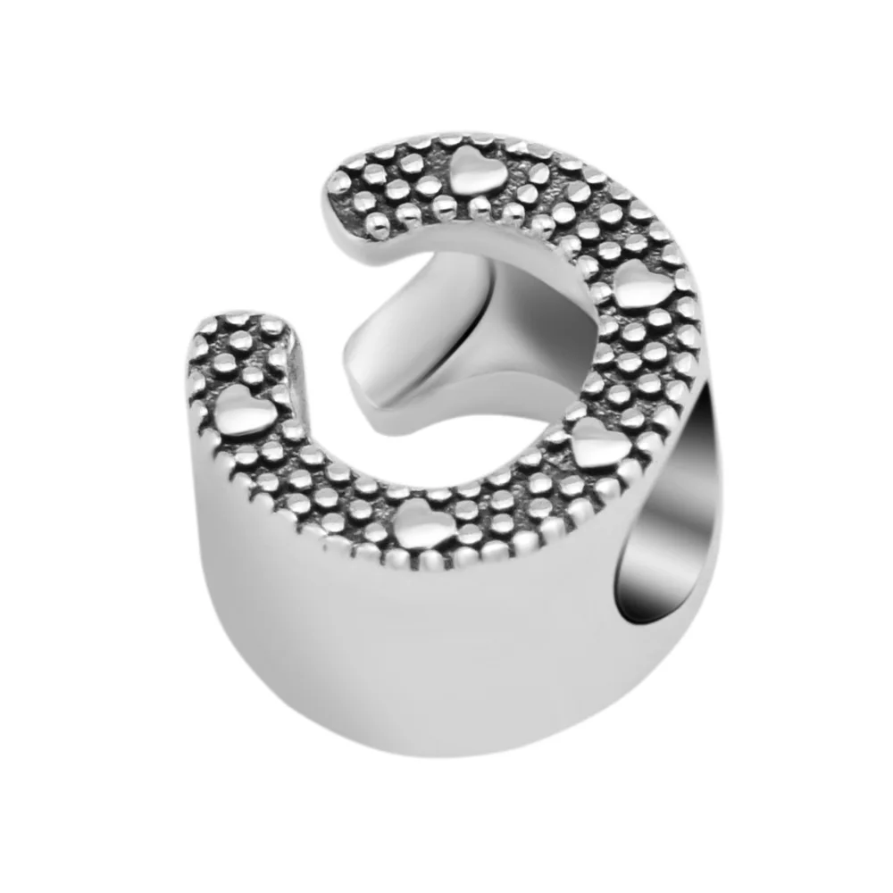 Подходит для браслета Pandora из настоящего серебра 925 пробы с буквой C kralen