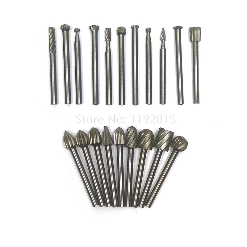 ZtDpLsd 20Pcs 3mm Shank HSS Router Bit Rotary Burrs File Set Woodworking Milling Drill Cutter Grinding Wood Plastics Working | Инструменты