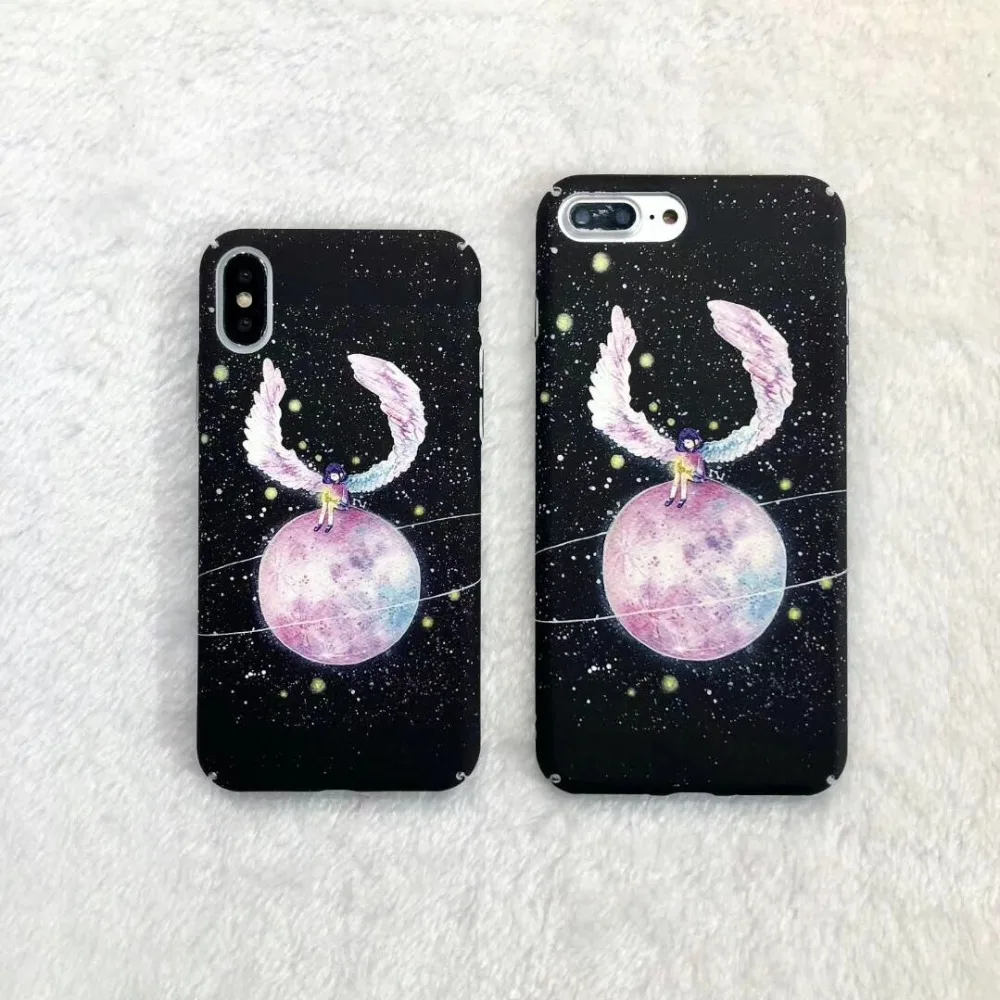 Крылья планета Луна Телефон чехол для iPhone 7 6 6S 8 плюс планеты Луны звездное небо
