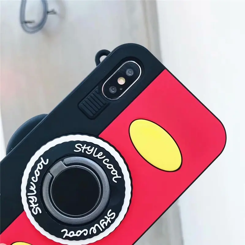 Чехол для iPhone X XR XS Max мягкий милый мультяшный 3D ремень камеры чехол 6 S 7 8 Plus Coque Capa |