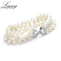 freshwater pearl strand braceletselastic string real pearl beads charms bracelet women 925 silver jewelry vintage gift