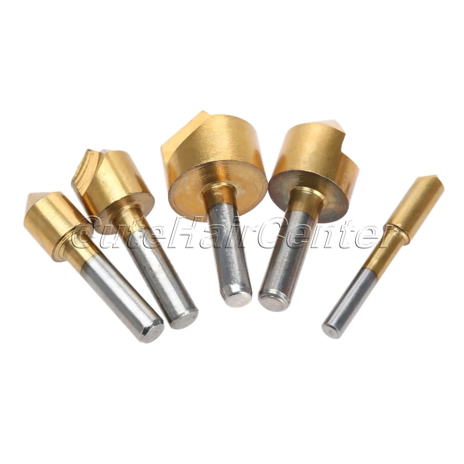 

5pcs HCS Chamfering Drill Bit 6mm/10mm/13mm/16mm/19mm 90 Dgree End Mill Cutter Bit Countersink Drill Bit Set Flute edge chamfers