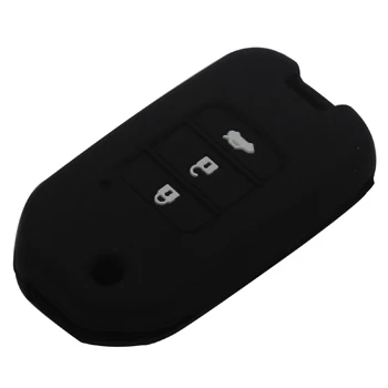 black jingyuqin 3 Button Silicone Car Key Fob Pocket Cover Case For Honda Civic CR-V HR-V Accord Jade Crider Odyssey- Remote - Название цвета: black