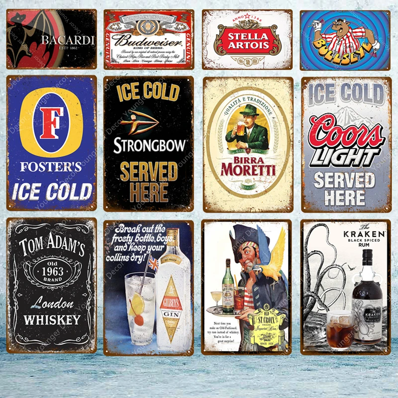 Винтажные ледяные Бакарди Foster's Coors пивные металлические знаки настенная доска