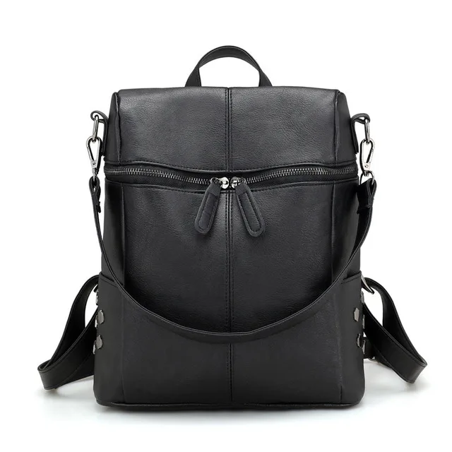 Женский рюкзак из искусственной кожи, рюкзак, Модный женский рюкзак Mochila, Женский Повседневный Большой Вместительный винтажный рюкзак на плечо b - Цвет: black