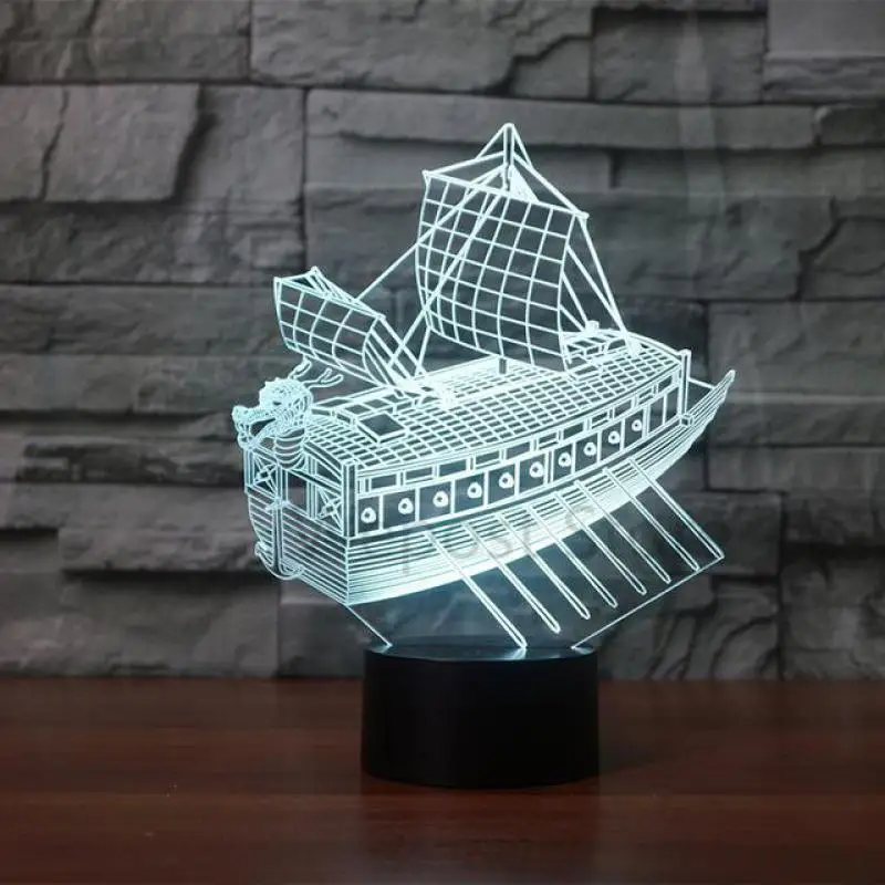 Парусная лодка 3d ночник Led 7 цветов меняющая настольная лампа usbsithroom Огни Новинка